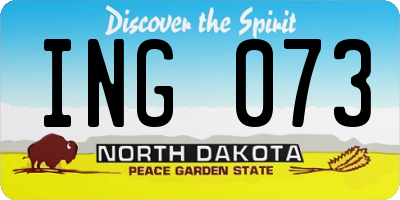 ND license plate ING073