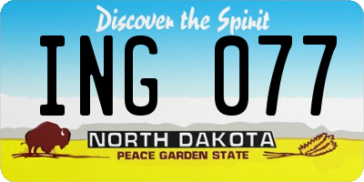 ND license plate ING077