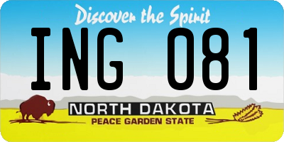 ND license plate ING081