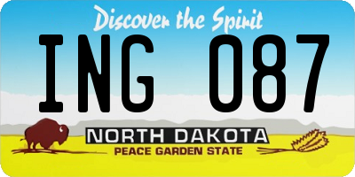 ND license plate ING087