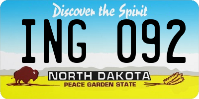 ND license plate ING092