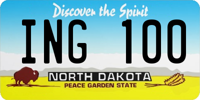 ND license plate ING100