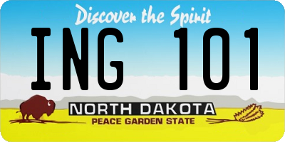 ND license plate ING101