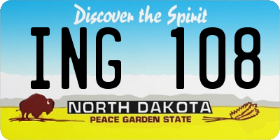 ND license plate ING108