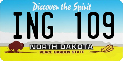 ND license plate ING109
