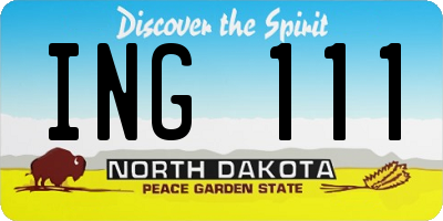 ND license plate ING111