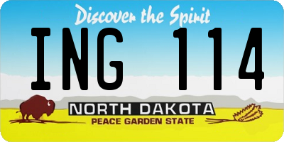 ND license plate ING114