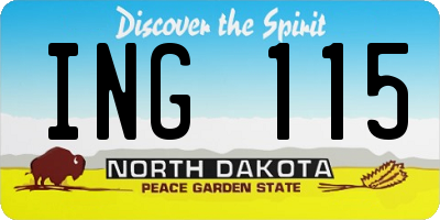 ND license plate ING115