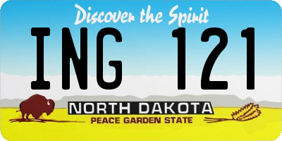 ND license plate ING121