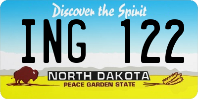 ND license plate ING122