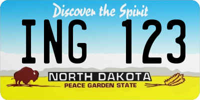 ND license plate ING123