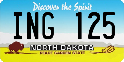 ND license plate ING125