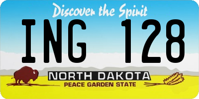 ND license plate ING128