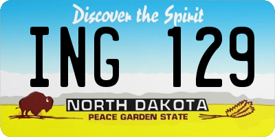 ND license plate ING129