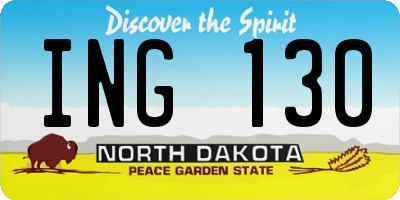 ND license plate ING130