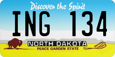 ND license plate ING134