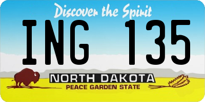 ND license plate ING135