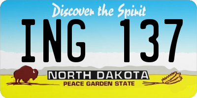 ND license plate ING137