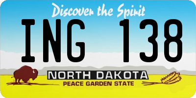 ND license plate ING138