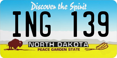 ND license plate ING139