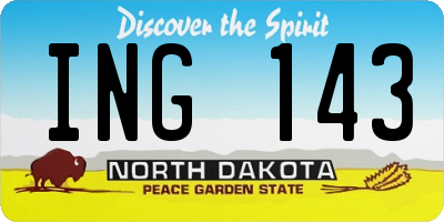ND license plate ING143