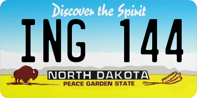 ND license plate ING144