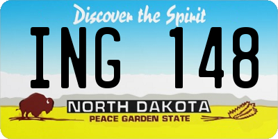 ND license plate ING148