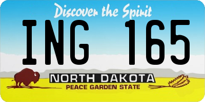 ND license plate ING165