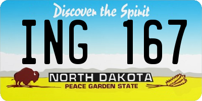 ND license plate ING167