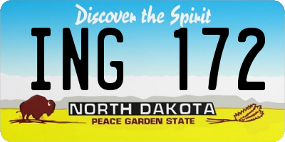 ND license plate ING172