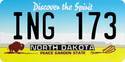 ND license plate ING173