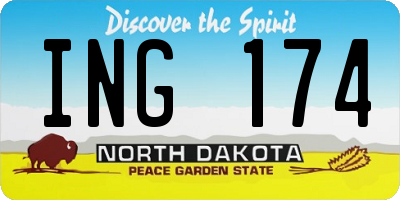 ND license plate ING174