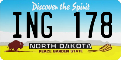 ND license plate ING178