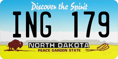 ND license plate ING179