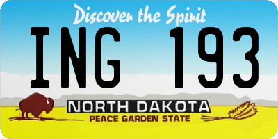 ND license plate ING193