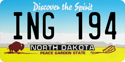 ND license plate ING194