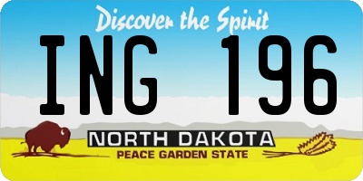ND license plate ING196
