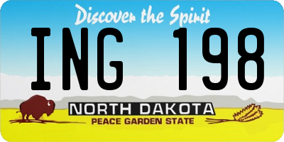 ND license plate ING198
