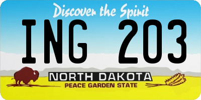 ND license plate ING203
