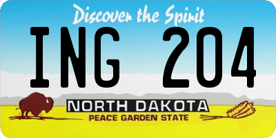 ND license plate ING204