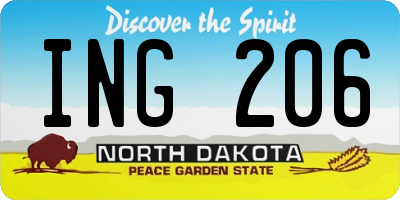 ND license plate ING206