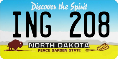 ND license plate ING208