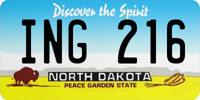 ND license plate ING216