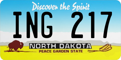 ND license plate ING217