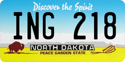 ND license plate ING218