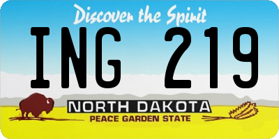 ND license plate ING219