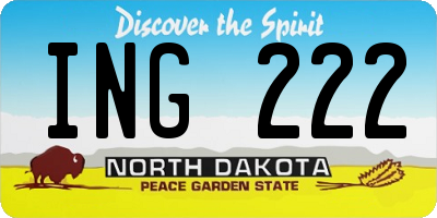 ND license plate ING222