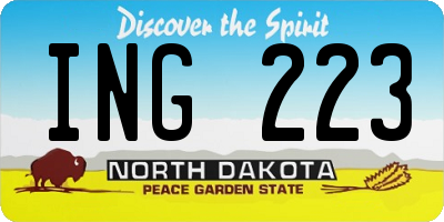 ND license plate ING223