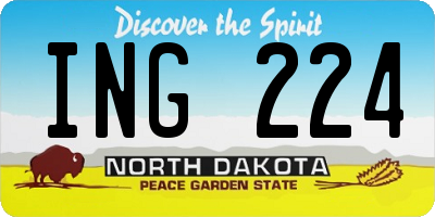 ND license plate ING224