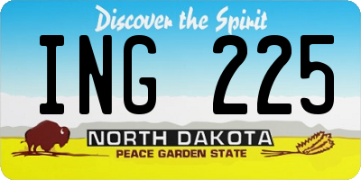 ND license plate ING225